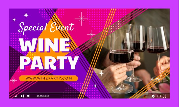 Gratis vector wine party social media pack youtube thumbnail