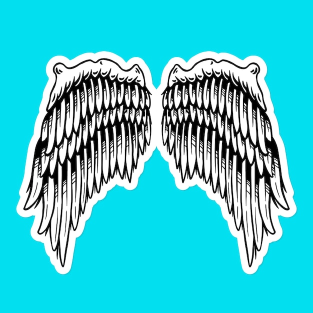 Wings outline sticker-overlay met een witte rand vector