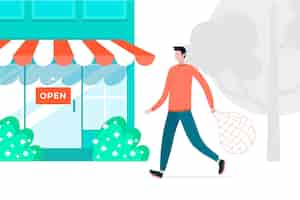 Gratis vector winkel met het bord dat we open zijn