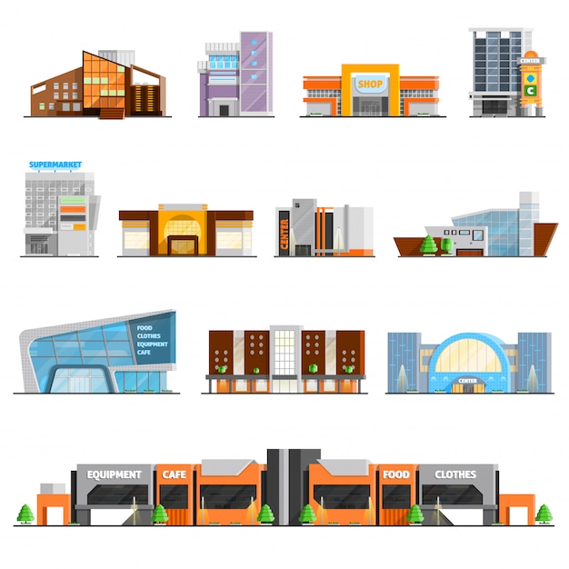 Gratis vector winkelcentrum icons set