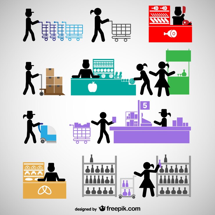 Gratis Vector winkelcentrum mensen pictogrammen