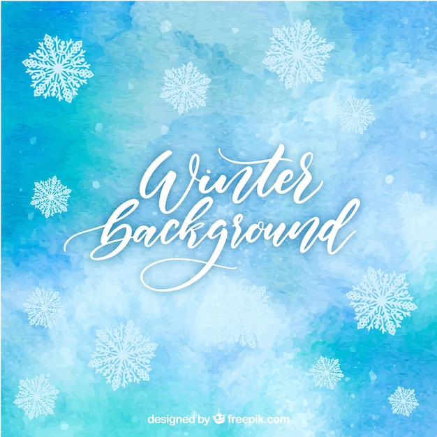 Gratis vector winter achtergrond in blauwe aquarel