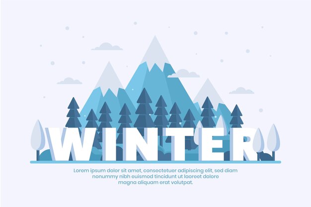 Winter achtergrond in plat ontwerp