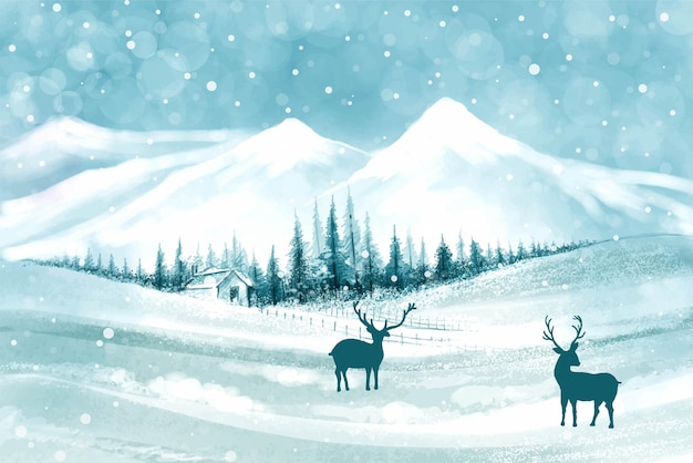 Winter achtergrond van sneeuw en vorst kerstboom kaart ontwerp