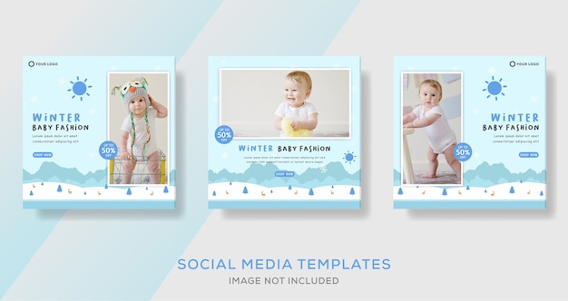 Winter baby fashion sale social media postsjablonen