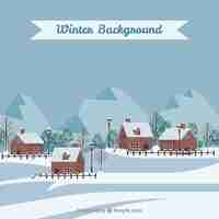 Gratis vector winter besneeuwde landschap-achtergrond