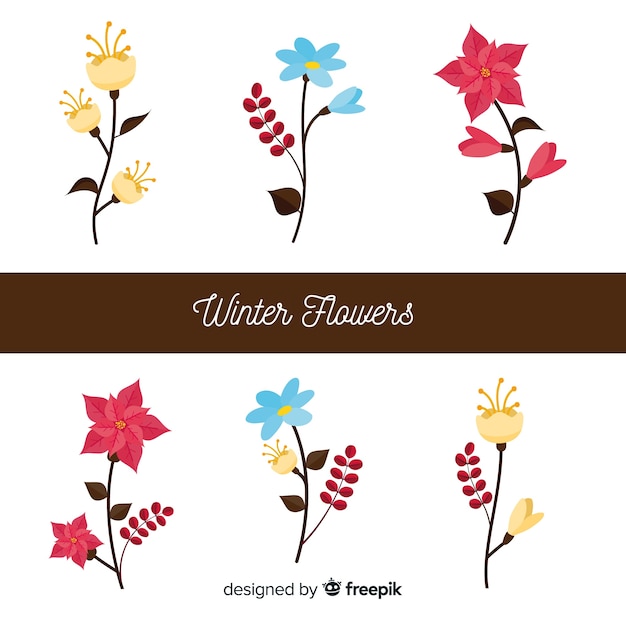 Gratis vector winter bloemencollectie