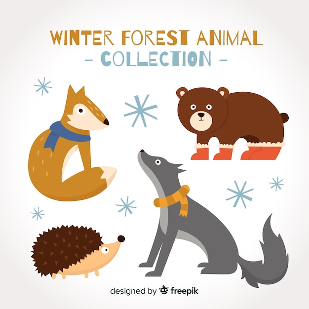 Gratis vector winter bos dierlijke collectie