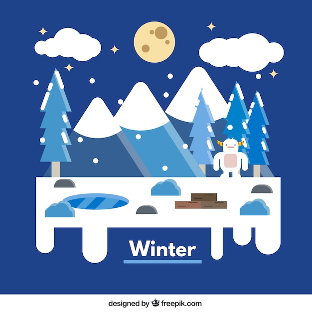 Gratis vector winter boslandschap