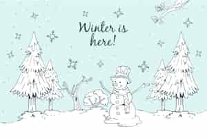 Gratis vector winter concept in de hand getekend