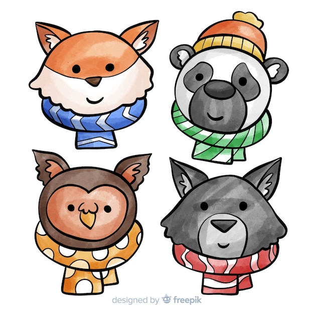 Gratis vector winter dieren collectie