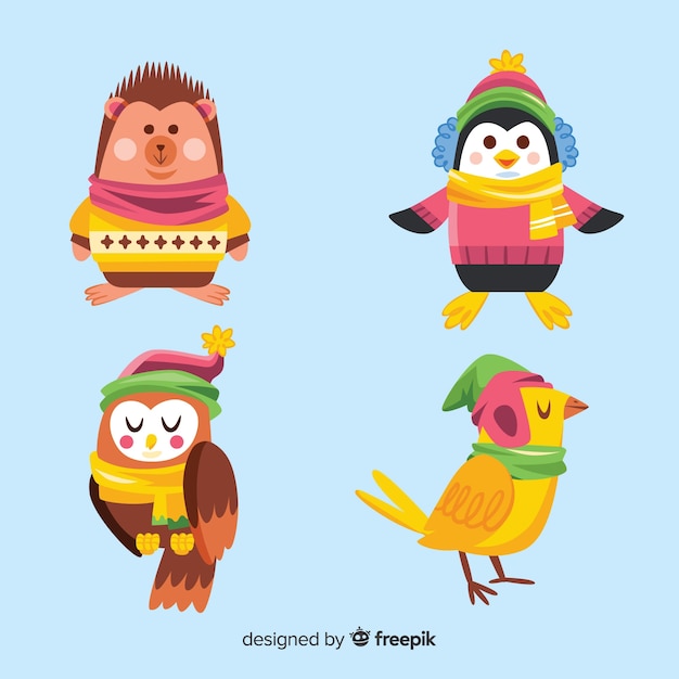 Gratis vector winter dieren collectie