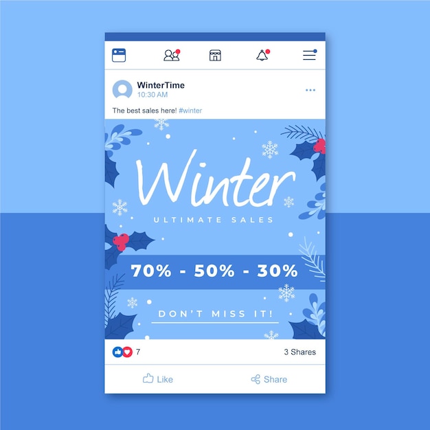 Gratis vector winter facebook berichtsjabloon