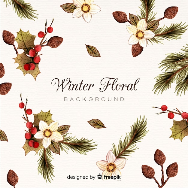 Gratis vector winter floral achtergrond