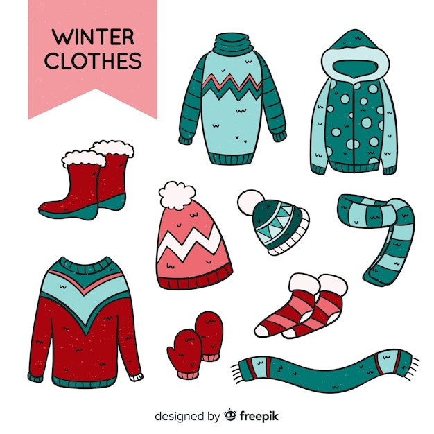 Winter hand getrokken kleding