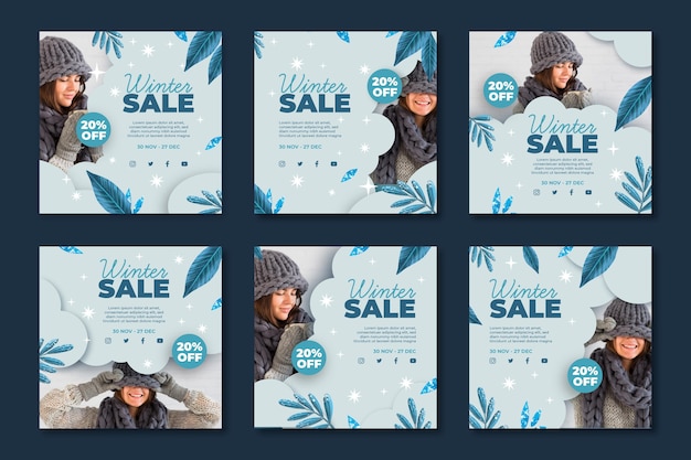 Gratis vector winter ig post collectie