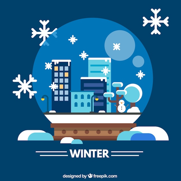 Gratis vector winter in een kristallen bol