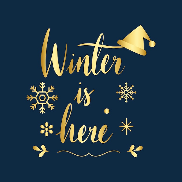 Winter is hier groet badge vector