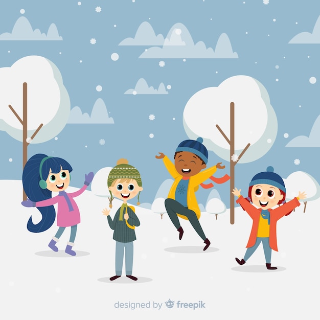 Gratis vector winter kinderen collectie