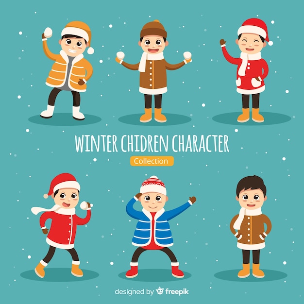 Winter kinderen karakter collectie