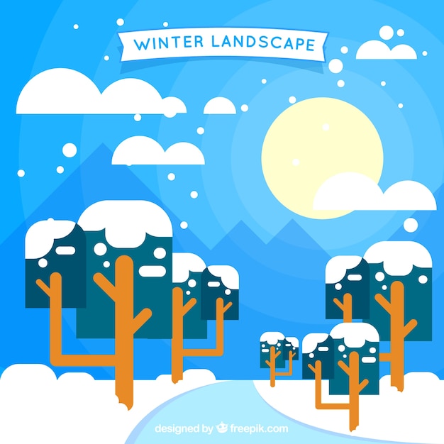 Gratis vector winter landschap achtergrond