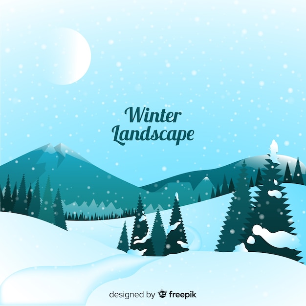 Gratis vector winter landschap achtergrond