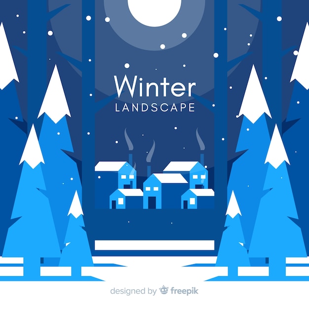 Gratis vector winter landschap achtergrond