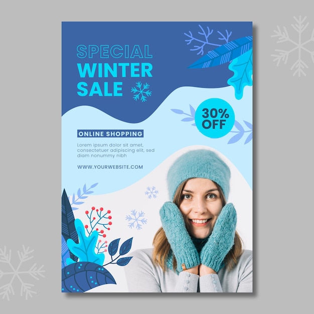 Gratis vector winter poster sjabloon