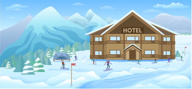 Gratis vector winter resort achtergrond