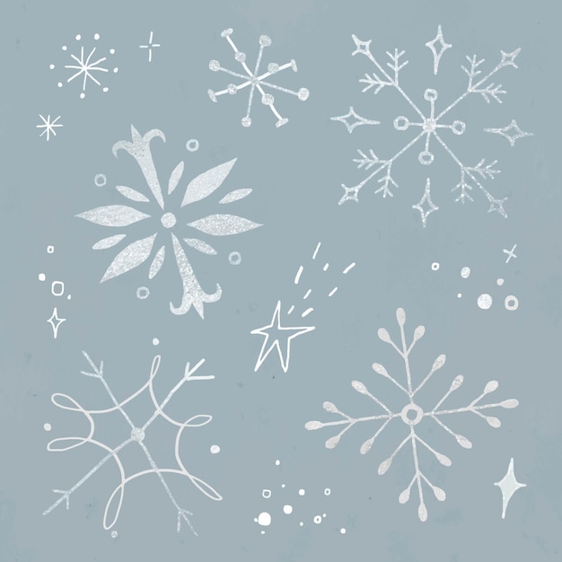 Winter sneeuwvlok sticker vector set