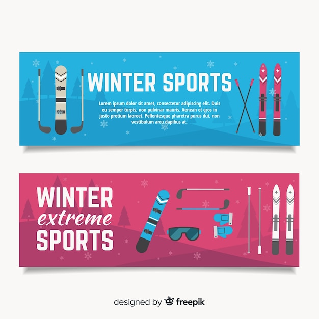 Gratis vector winter sport sjabloon voor spandoek