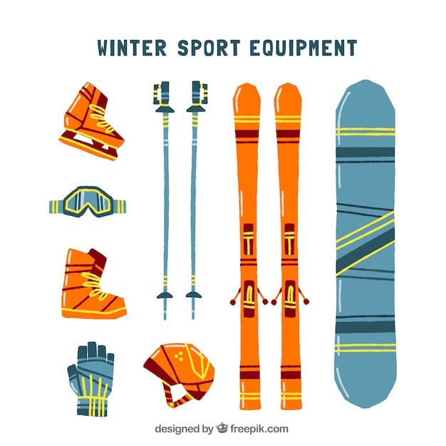 Gratis vector winter sportartikelen en accessoires