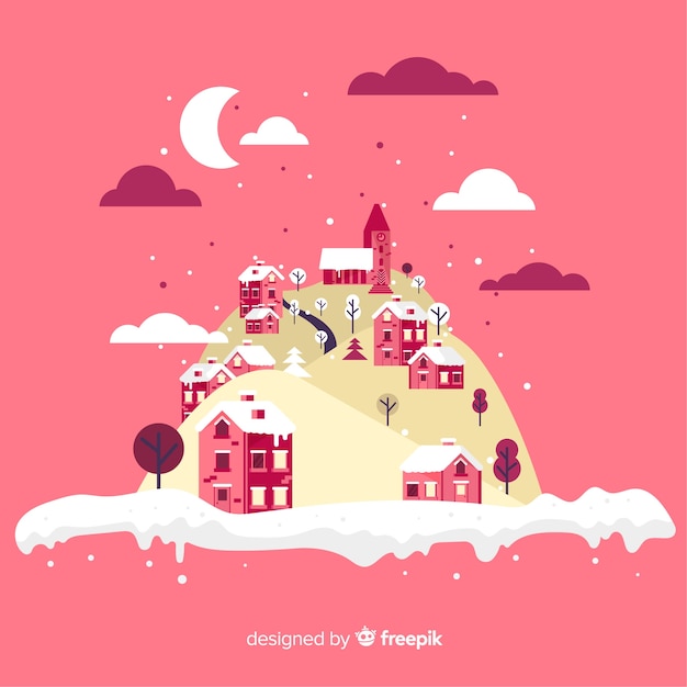 Winter stad eiland illustratie