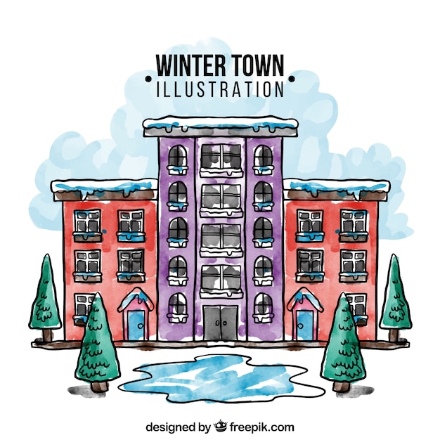 Gratis vector winter stad illustratie