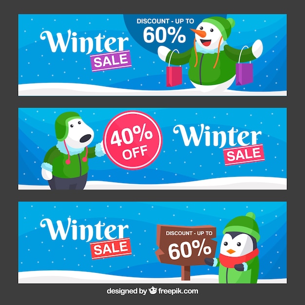 Gratis vector winter verkoop banners