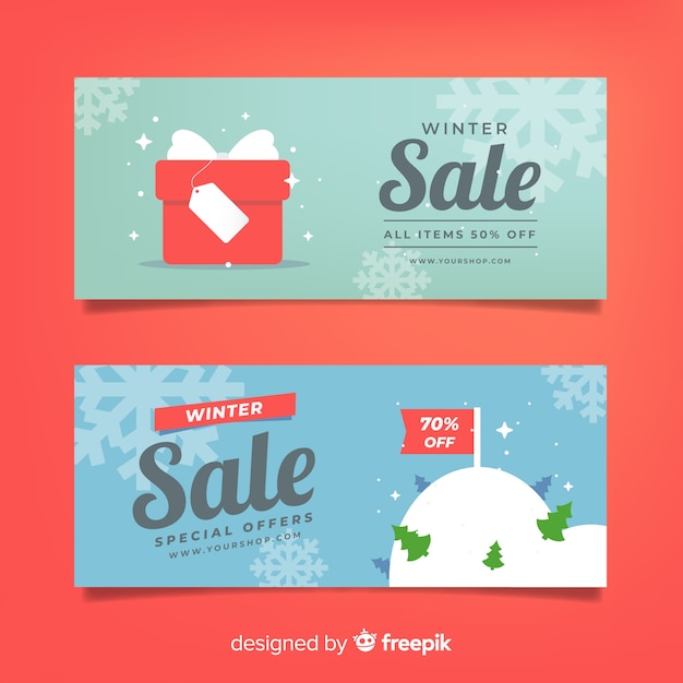 Gratis vector winter verkoop eenvoudige banner