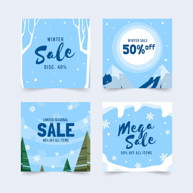 Gratis vector winter verkoop instagram-berichten