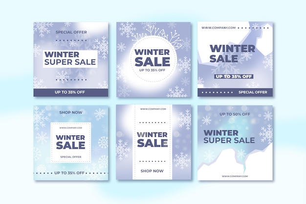 Gratis vector winter verkoop instagram post collectie