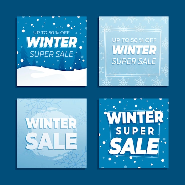 Gratis vector winter verkoop instagram post collectie