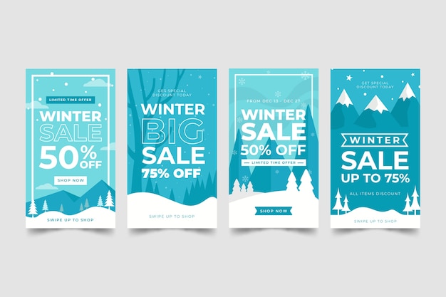 Winter verkoop instagram verhaalcollectie