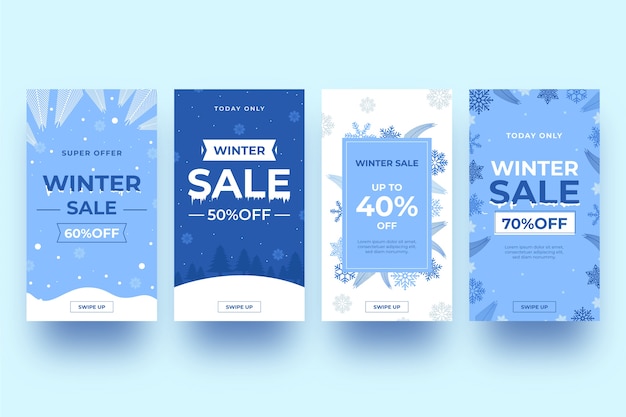 Winter verkoop instagram verhaalset Premium Vector
