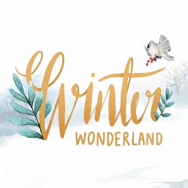 Winter wonderland aquarel typografie vector