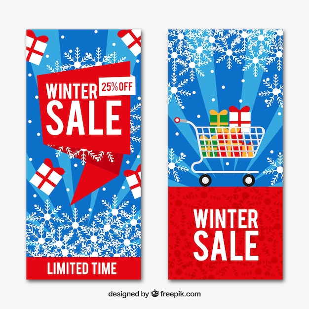 Gratis vector winteraanbieding banners