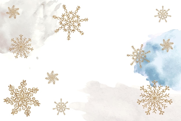Winterachtergrond met gouden sneeuwvlokken
