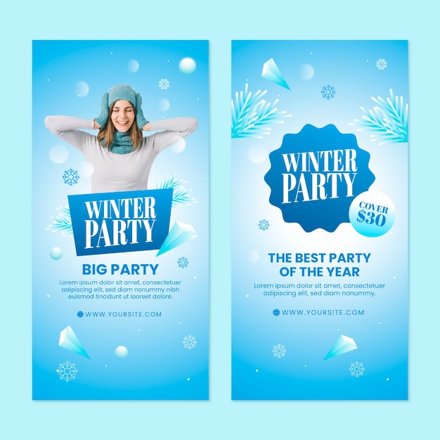 Gratis vector winterfeest verticale banners set