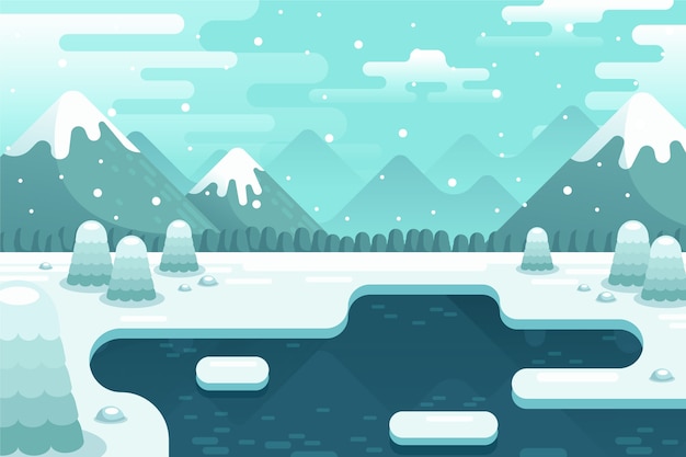 Gratis vector winterlandschap concept in plat ontwerp