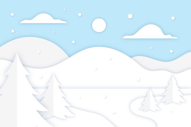 Gratis vector winterlandschap in papieren stijl