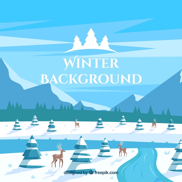 Gratis vector winterlandschap in platte ontwerp