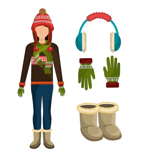 Gratis vector wintermode kleding en accessoires