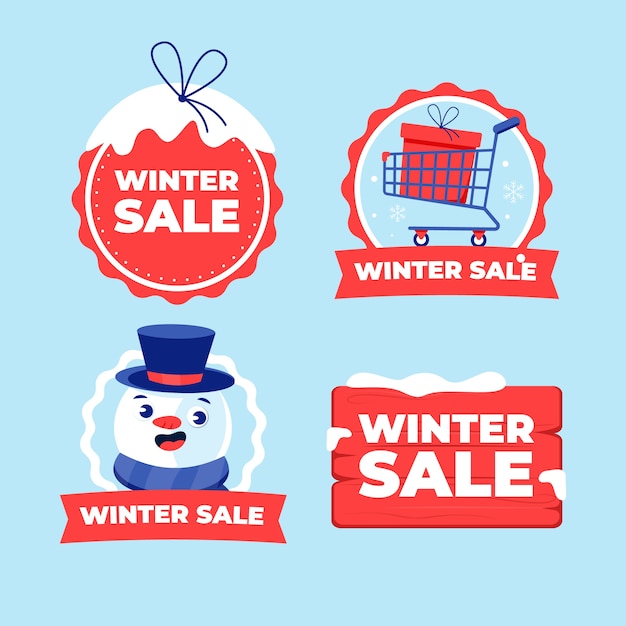 Gratis vector winterseizoen verkoop badges collectie